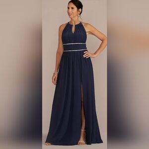 Oleg Cassini Navy Blue Maxi Dress